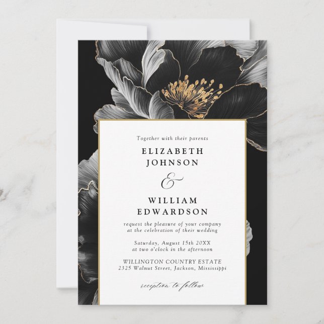 Invitation Moderne Chic élégant Floral Mariage de code QR (Devant)