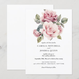 Invitation Moderne Chic Élégant Romantique Rose Mariage