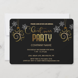 Invitation Moderne Chic Entreprise Or et Noir