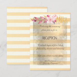 Invitation Moderne Chic Fleurs Rayées Réception