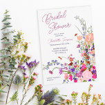 Invitation Moderne chic fleurs sauvages script nuptiale douch<br><div class="desc">Illustration de fleurs d'été modernes et élégantes avec une jolie fleur sauvage et une douche de mariée avec un script de brosse avec une typographie de calligraphie moderne avec des fleurs rouge,  violet,  rose,  fleurs en terre cuite.</div>