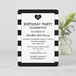 Invitation Moderne Chic Grandes Noires & Blanches Anniversair