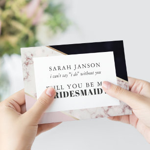 Invitation Moderne Chic Marbre Demoiselle d'Honneur