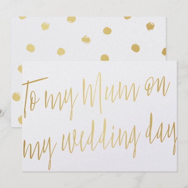 Invitation Moderne Chic Or "À ma mère le jour de mon mariage" (Devant / Derrière)