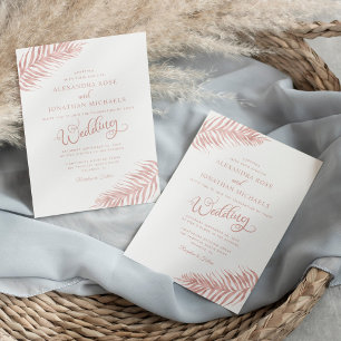 Invitation Moderne Chic Palm Leaf Rose Gold Tropical Mariage