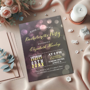 Invitation Moderne Chic Parties scintillant Bokeh Bachelorett