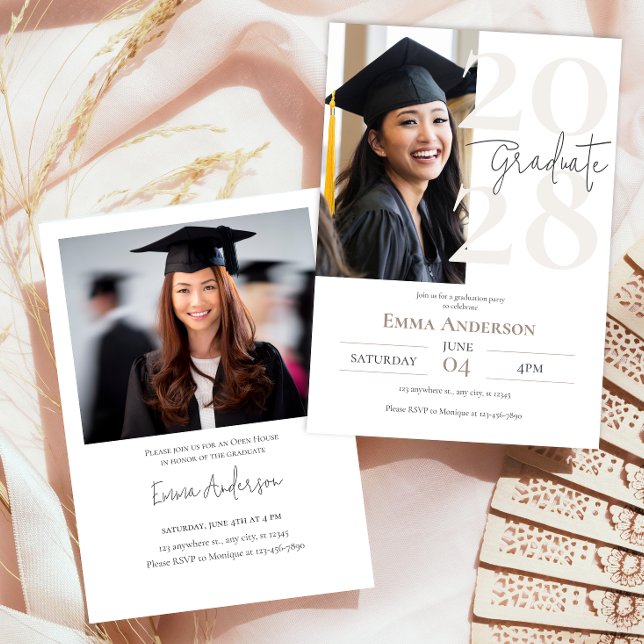 Invitation Moderne Chic Photos Graduation (Créateur téléchargé)