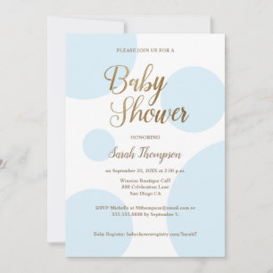 Invitation Moderne Chic Polka dot Gold Blue Baby shower