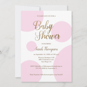 Invitation Moderne Chic Polka point rose Baby shower or