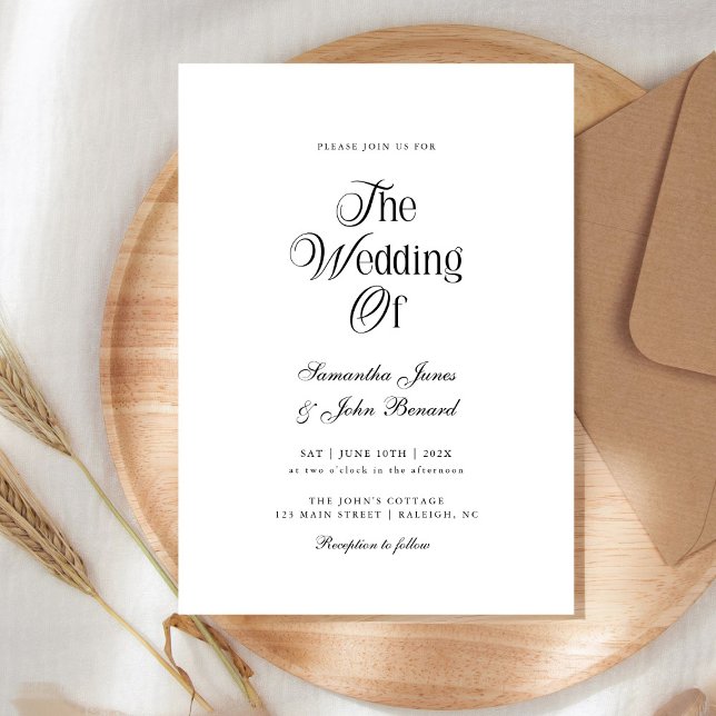 Invitation Moderne Chic Script Élégant Mariage Noir  (Créateur téléchargé)