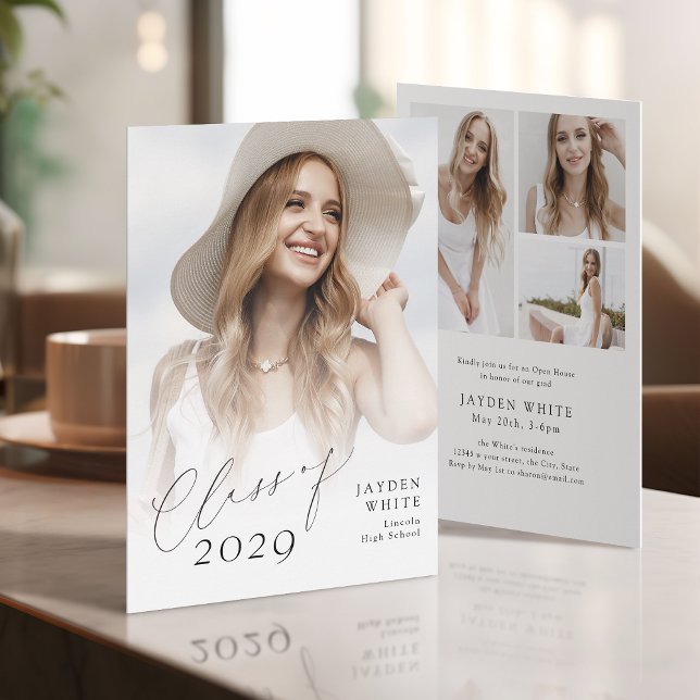 Invitation Moderne Chic Script Promotion 2025 Photo Remise de (Modern Chic Script Class of 2025 Photo Graduation Invitation)