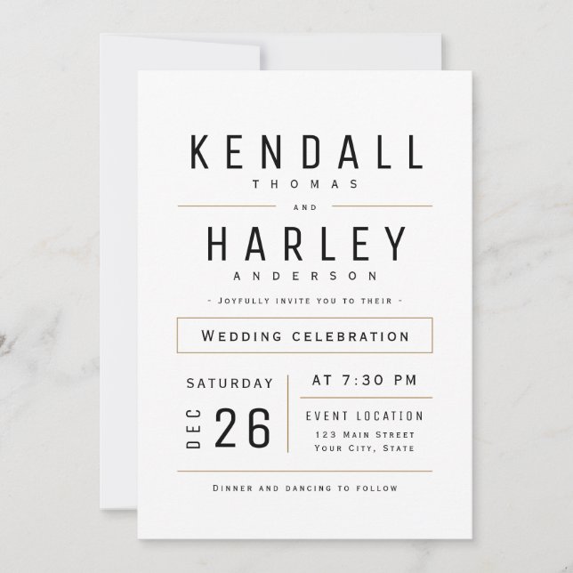 Invitation Moderne Chic Simple Typographie Mariage photo (Devant)