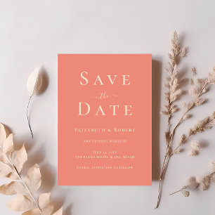 Invitation Moderne Chic Typographie Rose Corail Enregistrez l