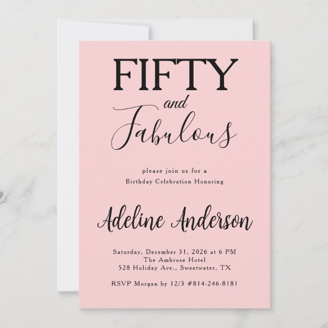 Invitation Moderne Cinquante ans et Fantastique Fête d'annive (Devant)