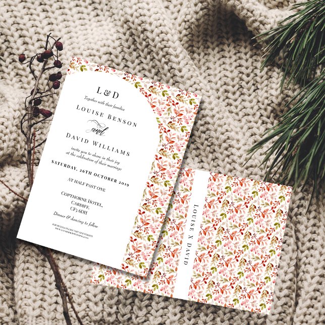 Invitation Moderne classique Automne Floral Mariage frontière (Créateur téléchargé)