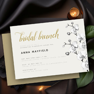 Invitation Moderne classique Black White Orchid Bridal Brunch