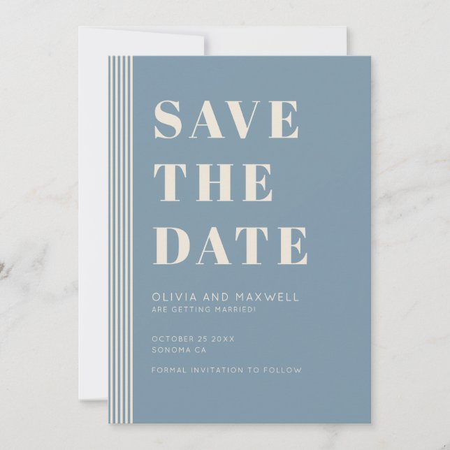 Invitation Moderne Classique Économisez La Date Mariage Rayé  (Devant)