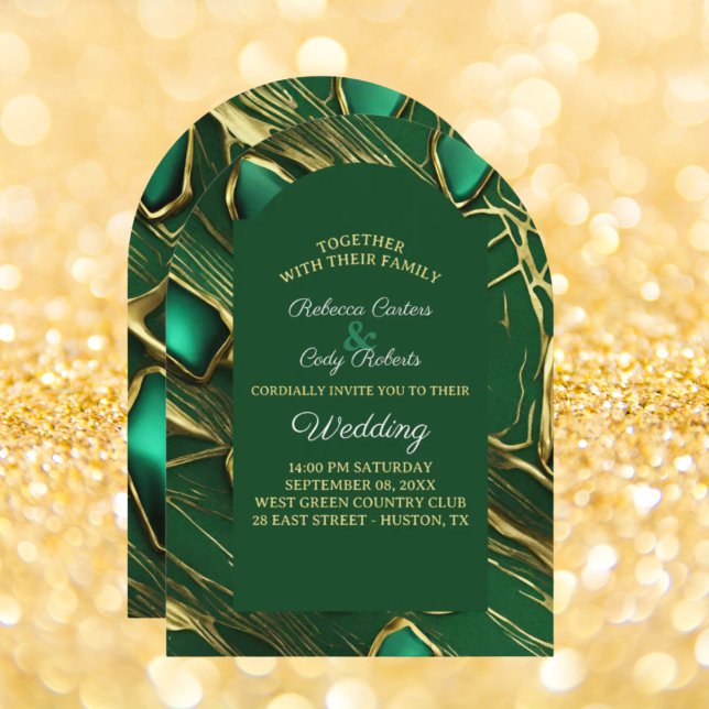 Invitation Moderne classique Moody Mariage vert émeraude fonc (Modern Classic Moody Dark Emerald Green Wedding Invitation)