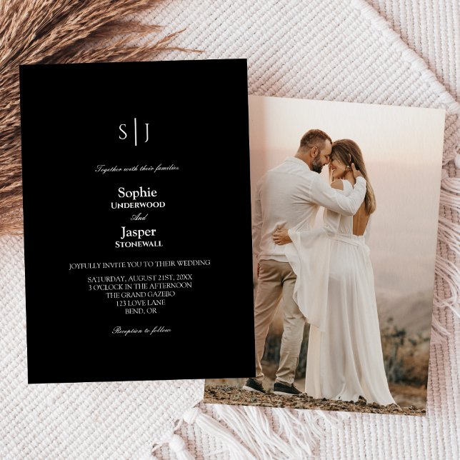 Invitation Moderne Classique Simple Photo De Mariage En Monog (Créateur téléchargé)