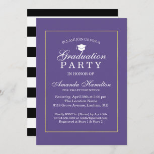 Invitation Moderne Classique Ultra violet or Frame Graduation