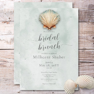 Invitation Moderne Coastal Seashell Aqua Bridal Brunch