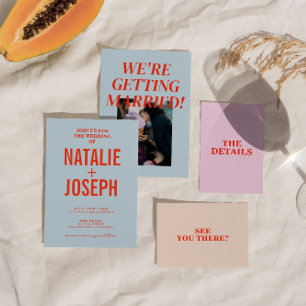 Invitation Moderne coloré brillant rétro Bold Mariage