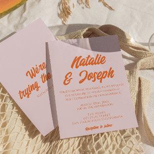 Invitation Moderne Coloré Gras Amusant Coloré Rétro Mariage