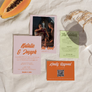 Invitation Moderne Coloré Gras Amusant Funky Coloré Mariage
