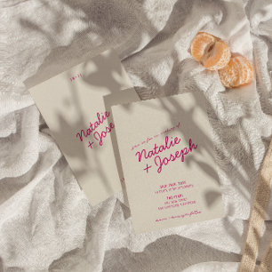 Invitation Moderne coloré rétro amusant Mariage de script Whi