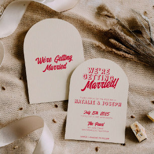 Invitation Moderne Coloré Rétro Funky Gras Mariage Arqué