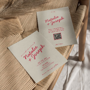 Invitation Moderne coloré rétro Whimsical QR Code Mariage