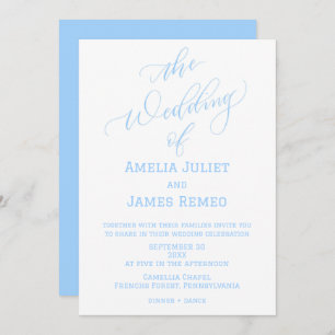 Invitation Moderne Columbia Bleu et blanc Mariage simple