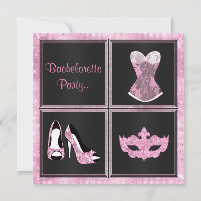 Invitation MODERNE Corset rose personnalisé BACHELORETTE PART (Devant)