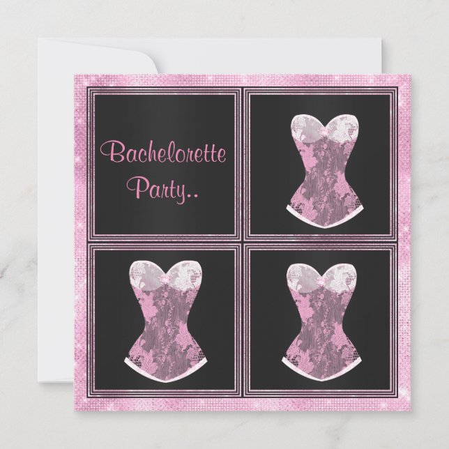 Invitation MODERNE Corset rose personnalisé BACHELORETTE PART (Devant)