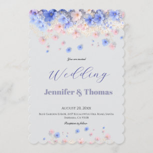 Invitation Moderne Cottagecore Fleurs Sauvages Bleues Douces