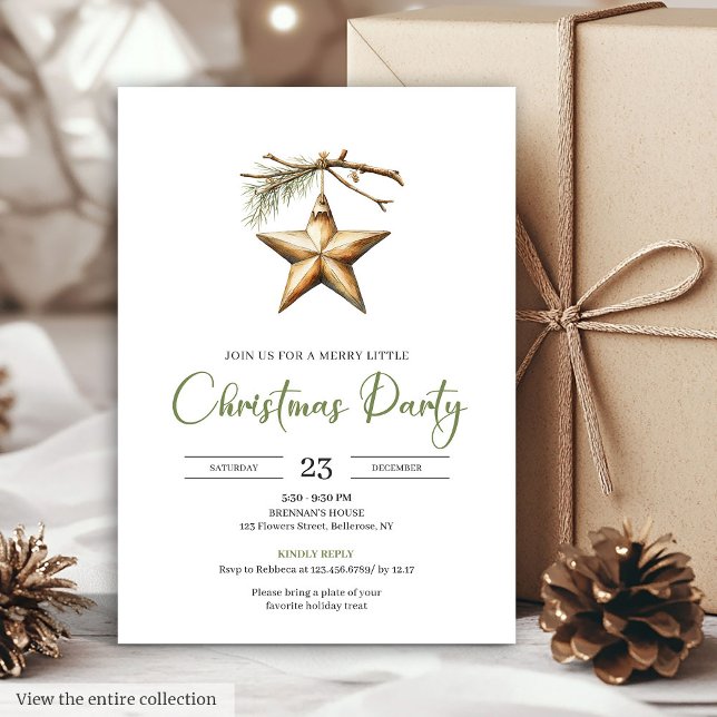 Invitation Moderne couleurs neutres boho pour un dîner de vac (Modern Boho Neutral Colors Rustic Holiday Dinner Invite)