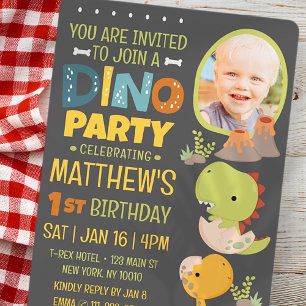 Invitation Moderne Cute Dinosaur Dino fête d'anniversaire pou