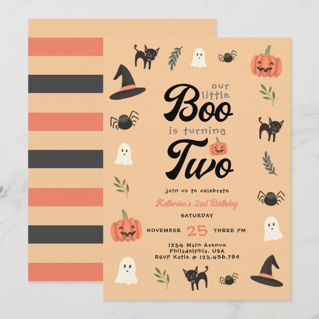 Invitation Moderne Cute Our Little Boo Halloween 2e anniversa (Devant / Derrière)