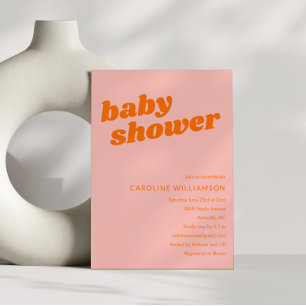 Invitation Moderne Cute Pastel Rose Orange Baby shower Rétro