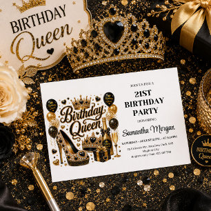 Invitation moderne d'anniversaire de la Reine avec