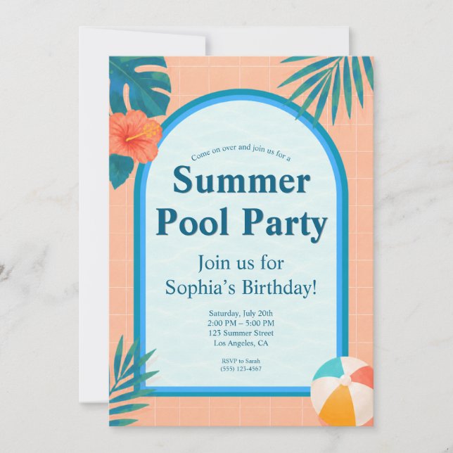 Invitation moderne d'anniversaire pour une fête au (Devant)