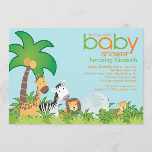 Invitation moderne de baby shower d'animaux de