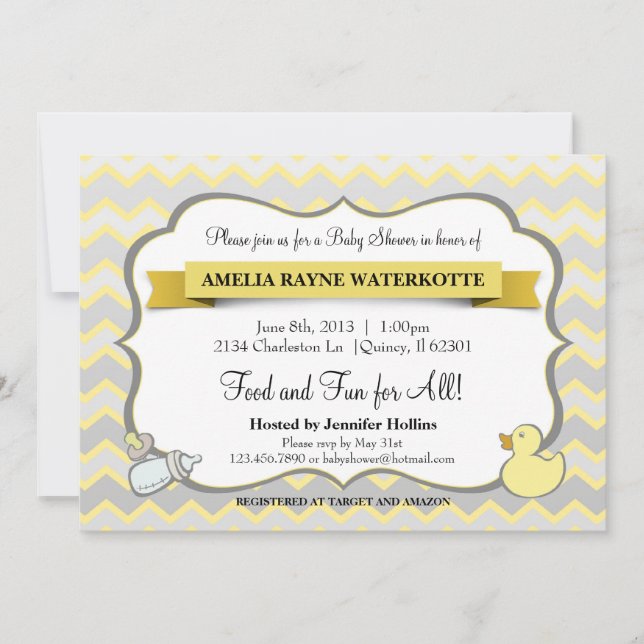 Invitation moderne de baby shower d'animaux de (Devant)