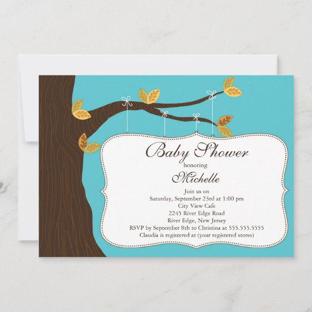 Invitation moderne de baby shower d'arbre (Devant)
