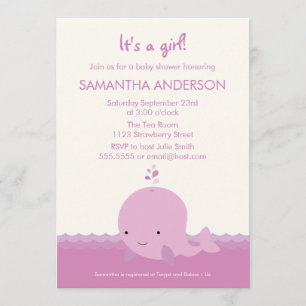 Invitation moderne de baby shower de baleine -