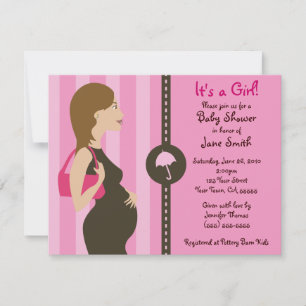 Invitation moderne de baby shower de fille (rose)