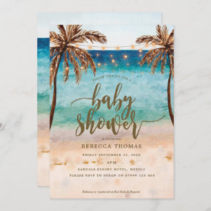 invitation moderne de baby shower de plage