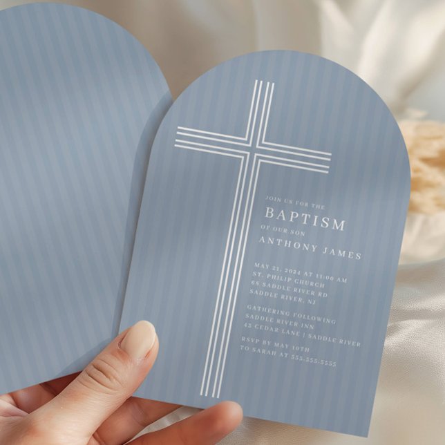 Invitation moderne de baptême Croix Bleue (Créateur téléchargé)
