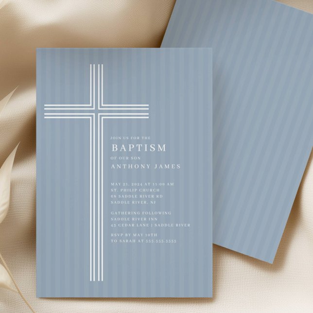 Invitation moderne de baptême Croix Bleue (Créateur téléchargé)