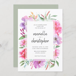 Invitation moderne de bouquet de ressort de